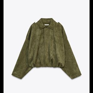 Suede Effect Zara Olive Green Women's Jacket